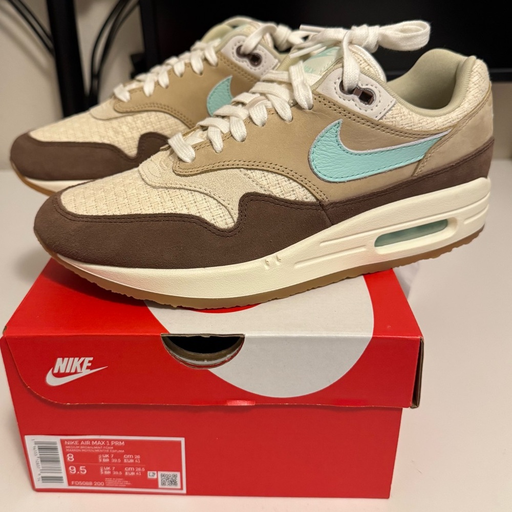 Nike Air Max 1 Premium 2 Retro Crepe Hemp Brown Suede 2022 Sneakers Size M8/W9.5